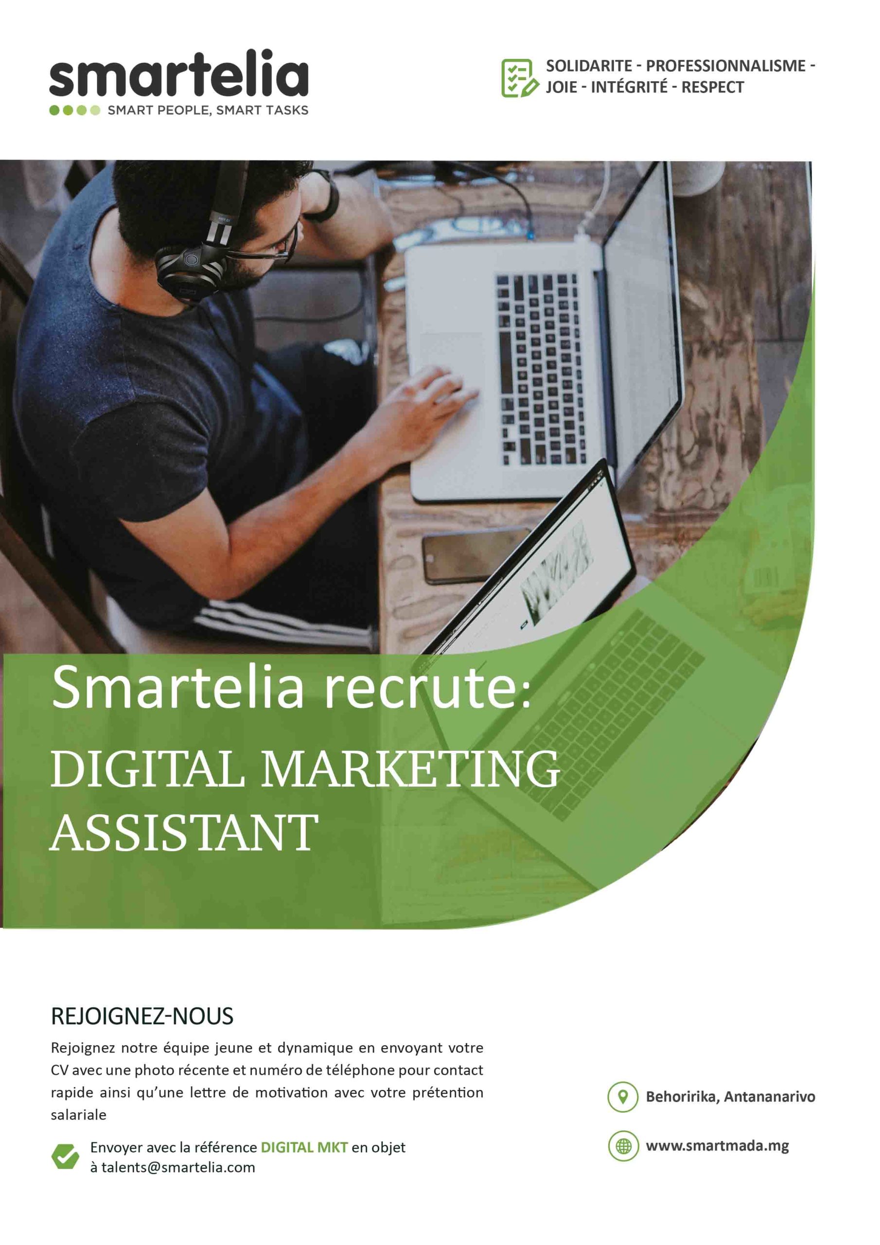 DIGITAL MARKETING ASSISTANT Smartelia Madagascar